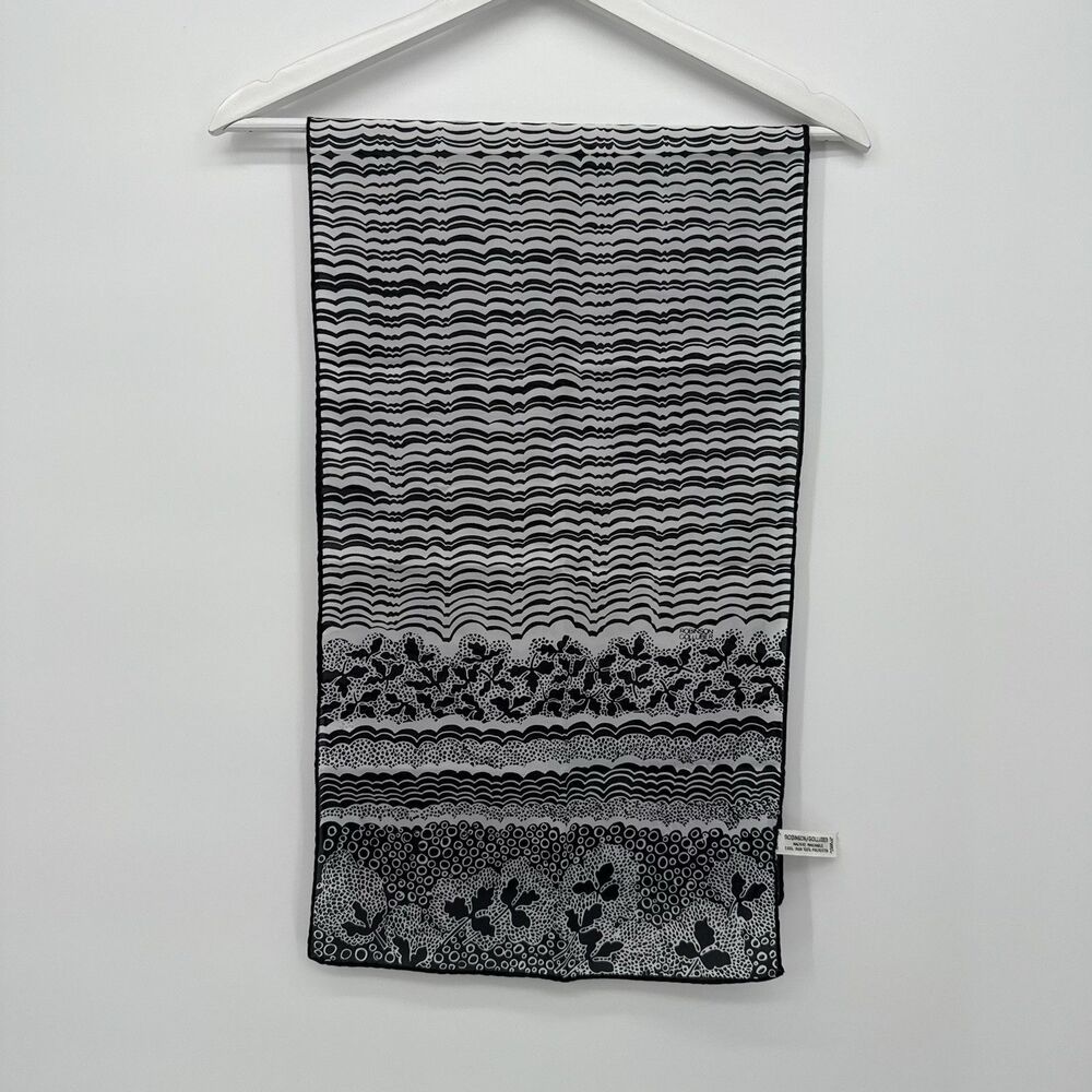 Robinson Golluber Vintage Black Multi Pattern Rectangle Scarf Lightweight Japan